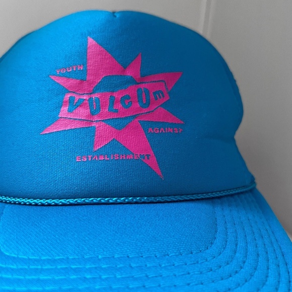 Volcom hat vintage snapback blue and pink trucker cap adjustable Otto sweatband - Picture 3 of 8